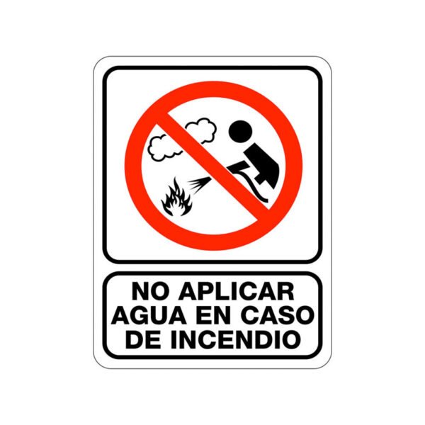 No Aplicar Agua en Caso de Incendio